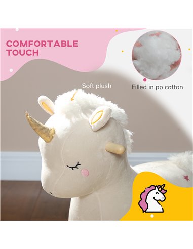 AIYAPLAY Rocking Horse with Unicorn Design, Sounds, for Ages 2-4 Years, White 330-178V00WT