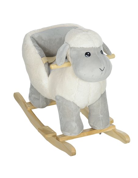 AIYAPLAY Rocking Horse, Ride on Lamb with Safety Belt, Sound, for Ages 1-3 Years, Grey 330-179V00GY - pic 105839 | FastDaddyshop