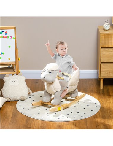 AIYAPLAY Rocking Horse, Ride on Lamb with Safety Belt, Sound, for Ages 1-3 Years, Grey 330-179V00GY