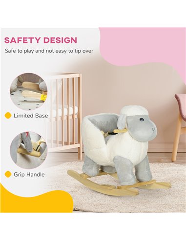 AIYAPLAY Rocking Horse, Ride on Lamb with Safety Belt, Sound, for Ages 1-3 Years, Grey 330-179V00GY