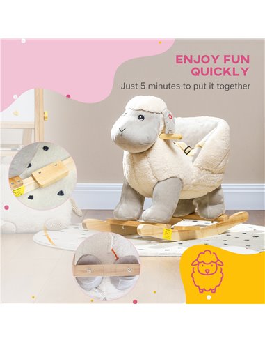 AIYAPLAY Rocking Horse, Ride on Lamb with Safety Belt, Sound, for Ages 1-3 Years, Grey 330-179V00GY