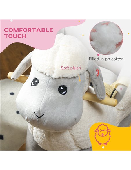 AIYAPLAY Rocking Horse, Ride on Lamb with Safety Belt, Sound, for Ages 1-3 Years, Grey 330-179V00GY - pic 105845 | FastDaddyshop
