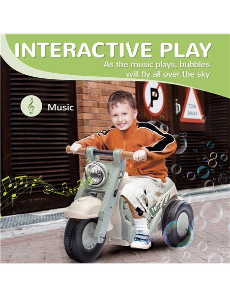 AIYAPLAY Foot To Floor Sliding Kids Ride On Car with Music, Bubble, for Toddler from 2 to 5 Years Old - Cream White 370-338V00CW - pic 105941 | FastDaddyshop