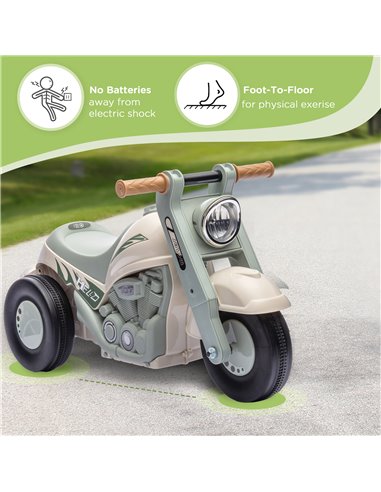 AIYAPLAY Foot To Floor Sliding Kids Ride On Car with Music, Bubble, for Toddler from 2 to 5 Years Old - Cream White 370-338V00CW