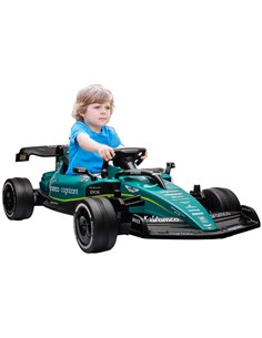 AIYAPLAY Aston Martin Licensed 12V Kids Ride on Racing Kart w/ Bluetooth, 4 Suspension Wheels, Music Lights Horn, Green 370-334V