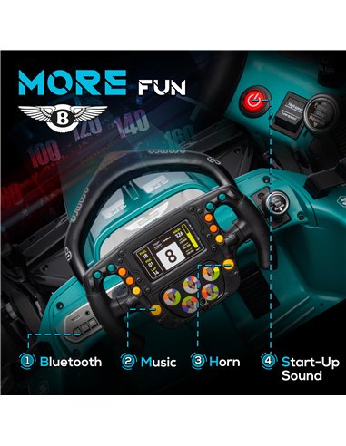 AIYAPLAY Aston Martin Licensed 12V Kids Ride on Racing Kart w/ Bluetooth, 4 Suspension Wheels, Music Lights Horn, Green 370-334V