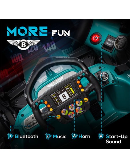 AIYAPLAY Aston Martin Licensed 12V Kids Ride on Racing Kart w/ Bluetooth, 4 Suspension Wheels, Music Lights Horn, Green 370-334V - pic 105962 | FastDaddyshop