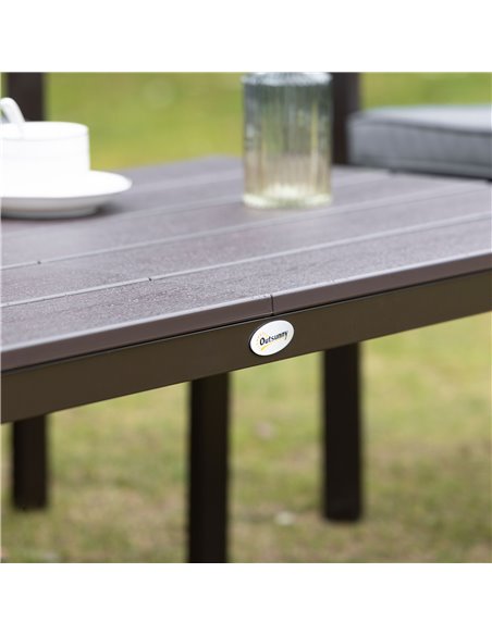 Outsunny 4 Piece Garden Sofa Set with Padded Cushions, Outdoor Conversation Furniture Set with Wood Grain Coffee Table, Steel Fr - pic 10598 | FastDaddyshop