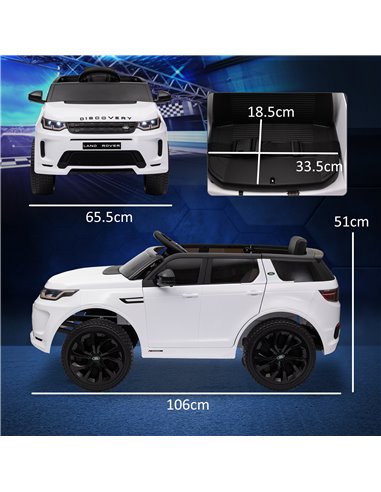 AIYAPLAY Land Rover Discovery Sport Licensed 12V Kids Ride on Car w/ Remote Control, Lights Music Horn, for 3-6 Years White 370-