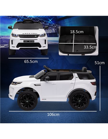 AIYAPLAY Land Rover Discovery Sport Licensed 12V Kids Ride on Car w/ Remote Control, Lights Music Horn, for 3-6 Years White 370- - pic 105985 | FastDaddyshop