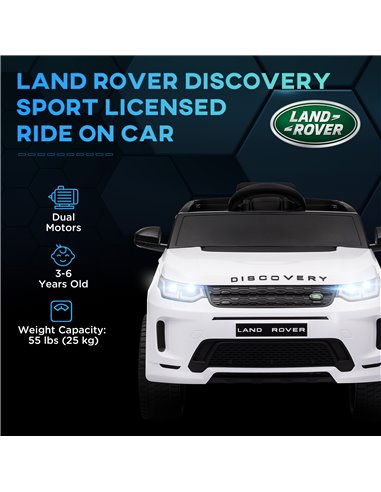 AIYAPLAY Land Rover Discovery Sport Licensed 12V Kids Ride on Car w/ Remote Control, Lights Music Horn, for 3-6 Years White 370-