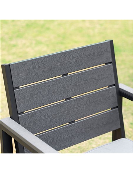 Outsunny 4 Piece Garden Sofa Set with Padded Cushions, Outdoor Conversation Furniture Set with Wood Grain Coffee Table, Steel Fr - pic 10599 | FastDaddyshop