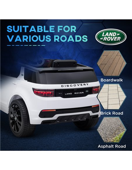 AIYAPLAY Land Rover Discovery Sport Licensed 12V Kids Ride on Car w/ Remote Control, Lights Music Horn, for 3-6 Years White 370- - pic 105990 | FastDaddyshop