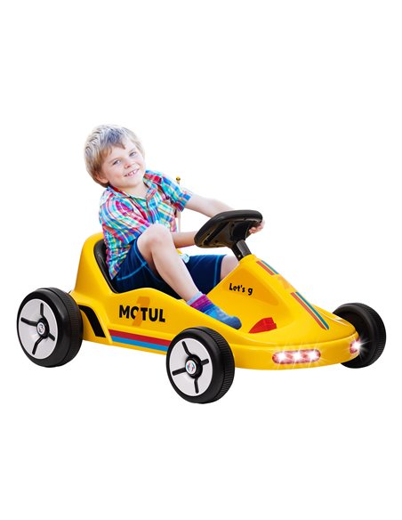 AIYAPLAY 6V Electric Go Kart for Kids with Music, Light, Horn, for 3-5 Years, Yellow 370-357V70YL - pic 106001 | FastDaddyshop
