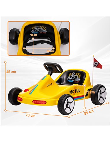 AIYAPLAY 6V Electric Go Kart for Kids with Music, Light, Horn, for 3-5 Years, Yellow 370-357V70YL