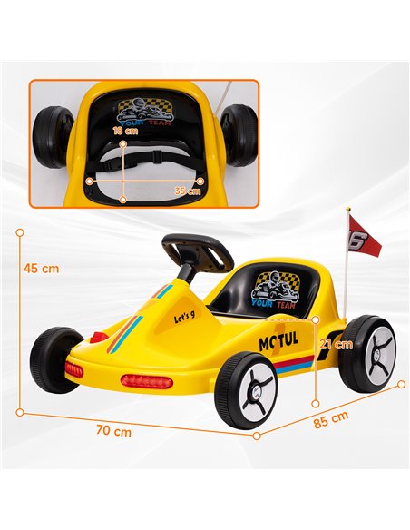 AIYAPLAY 6V Electric Go Kart for Kids with Music, Light, Horn, for 3-5 Years, Yellow 370-357V70YL - pic 106003 | FastDaddyshop