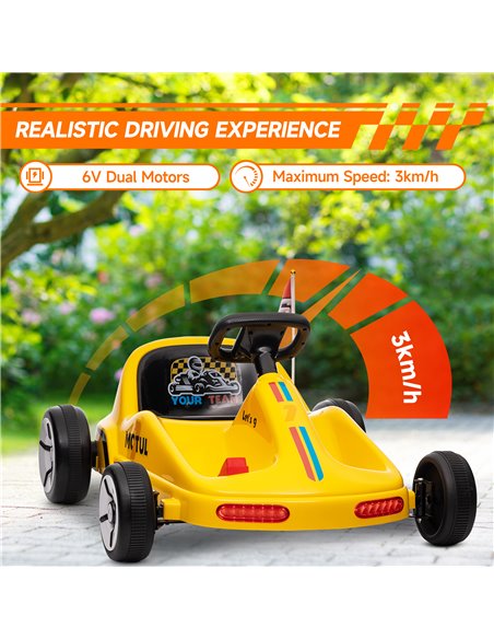 AIYAPLAY 6V Electric Go Kart for Kids with Music, Light, Horn, for 3-5 Years, Yellow 370-357V70YL - pic 106004 | FastDaddyshop