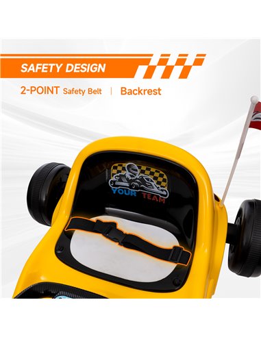 AIYAPLAY 6V Electric Go Kart for Kids with Music, Light, Horn, for 3-5 Years, Yellow 370-357V70YL