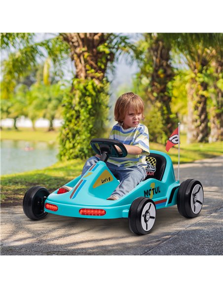 AIYAPLAY 6V Electric Go Kart for Kids with Music, Light, Horn, for 3-5 Years, Blue 370-357V70BU - pic 106011 | FastDaddyshop