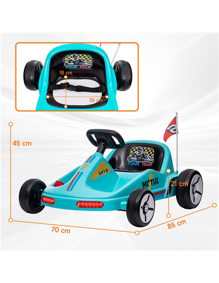 AIYAPLAY 6V Electric Go Kart for Kids with Music, Light, Horn, for 3-5 Years, Blue 370-357V70BU - pic 106012 | FastDaddyshop