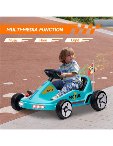 AIYAPLAY 6V Electric Go Kart for Kids with Music, Light, Horn, for 3-5 Years, Blue 370-357V70BU - pic 106014 | FastDaddyshop