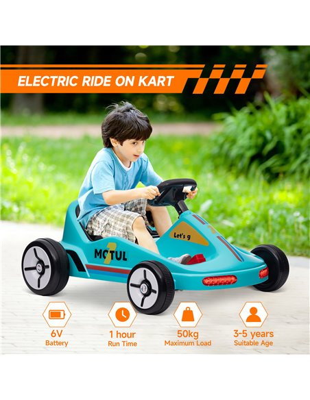 AIYAPLAY 6V Electric Go Kart for Kids with Music, Light, Horn, for 3-5 Years, Blue 370-357V70BU - pic 106016 | FastDaddyshop