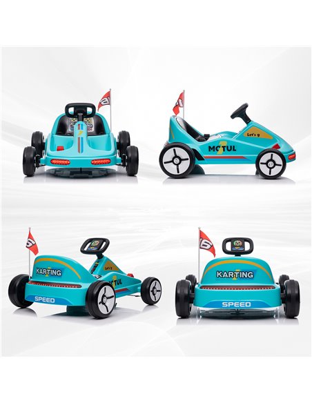 AIYAPLAY 6V Electric Go Kart for Kids with Music, Light, Horn, for 3-5 Years, Blue 370-357V70BU - pic 106017 | FastDaddyshop