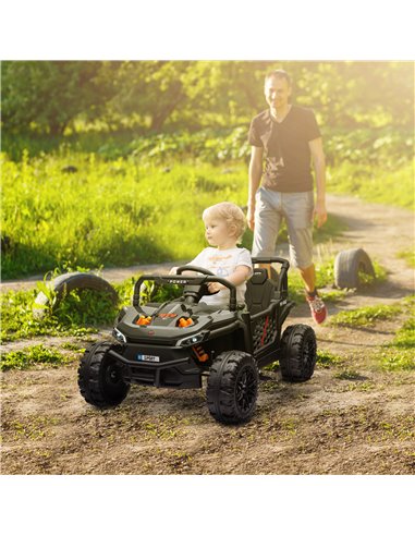 AIYAPLAY 12V Battery Powered Ride on Truck w/ Remote, 4 Suspension Wheels, Horn Lights Music USB, for 3-5 Years Old - Black 370-