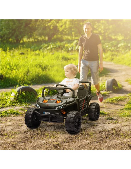 AIYAPLAY 12V Battery Powered Ride on Truck w/ Remote, 4 Suspension Wheels, Horn Lights Music USB, for 3-5 Years Old - Black 370- - pic 106020 | FastDaddyshop