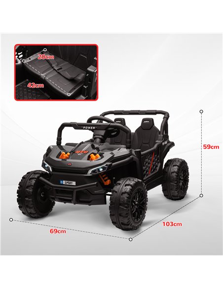 AIYAPLAY 12V Battery Powered Ride on Truck w/ Remote, 4 Suspension Wheels, Horn Lights Music USB, for 3-5 Years Old - Black 370- - pic 106021 | FastDaddyshop