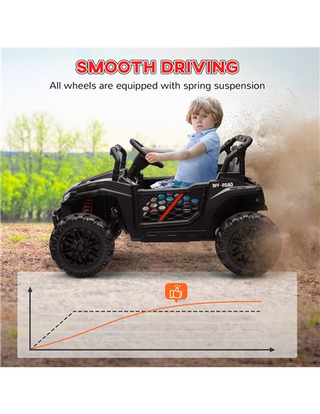 AIYAPLAY 12V Battery Powered Ride on Truck w/ Remote, 4 Suspension Wheels, Horn Lights Music USB, for 3-5 Years Old - Black 370- - pic 106023 | FastDaddyshop