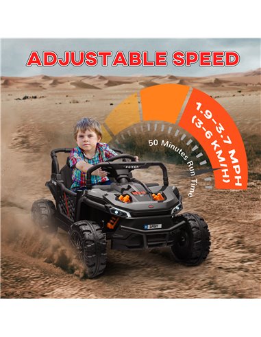 AIYAPLAY 12V Battery Powered Ride on Truck w/ Remote, 4 Suspension Wheels, Horn Lights Music USB, for 3-5 Years Old - Black 370-