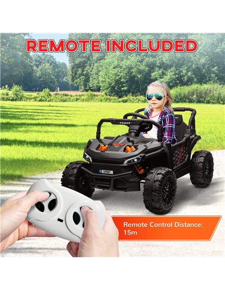 AIYAPLAY 12V Battery Powered Ride on Truck w/ Remote, 4 Suspension Wheels, Horn Lights Music USB, for 3-5 Years Old - Black 370- - pic 106025 | FastDaddyshop