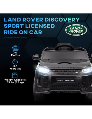AIYAPLAY Land Rover Discovery Sport Licensed 12V Kids Ride on Car w/ Remote Control, Lights Music Horn, for 3-6 Years Black 370-