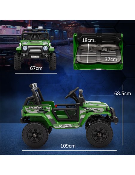 AIYAPLAY 12V Battery Powered Kids Ride On Car, Electric Truck w/ Spring Suspension, Remote, Music Horn Lights - Green 370-354V70 - pic 106039 | FastDaddyshop