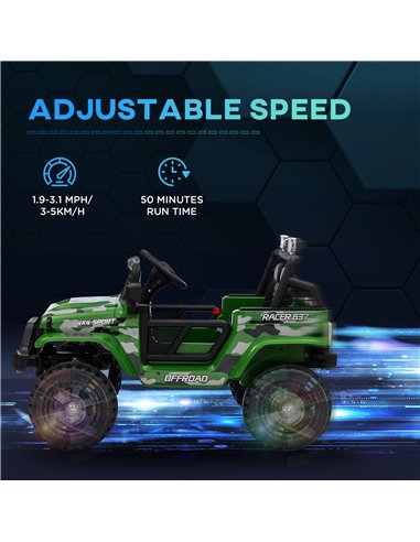 AIYAPLAY 12V Battery Powered Kids Ride On Car, Electric Truck w/ Spring Suspension, Remote, Music Horn Lights - Green 370-354V70