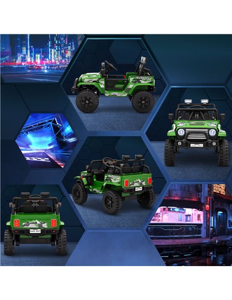 AIYAPLAY 12V Battery Powered Kids Ride On Car, Electric Truck w/ Spring Suspension, Remote, Music Horn Lights - Green 370-354V70 - pic 106045 | FastDaddyshop