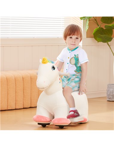 AIYAPLAY 6V Electric Ride on Unicorn, Battery Powered Kids Ride on Animal Toy with Music Forward Control, for 18-36 Months 370-3