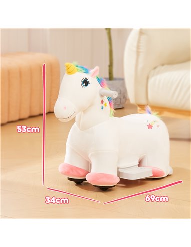AIYAPLAY 6V Electric Ride on Unicorn, Battery Powered Kids Ride on Animal Toy with Music Forward Control, for 18-36 Months 370-3