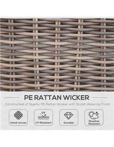 Outsunny Deluxe Garden Rattan Furniture Sofa Chair & Stool Table Set  Patio Wicker Weave Furniture Set Aluminium Frame Fully-ass