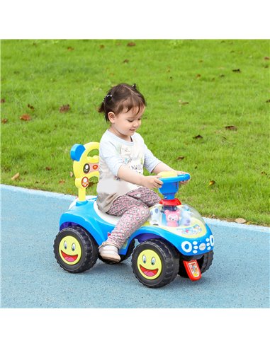 AIYAPLAY Foot to Floor oddler Ride on Toy w/ Music, Light, Horn, Under Seat Storage, Anti-Over-Backwards Device, Blue 370-360V00
