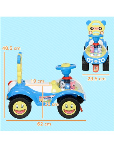AIYAPLAY Foot to Floor oddler Ride on Toy w/ Music, Light, Horn, Under Seat Storage, Anti-Over-Backwards Device, Blue 370-360V00