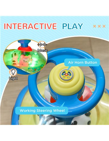 AIYAPLAY Foot to Floor oddler Ride on Toy w/ Music, Light, Horn, Under Seat Storage, Anti-Over-Backwards Device, Blue 370-360V00