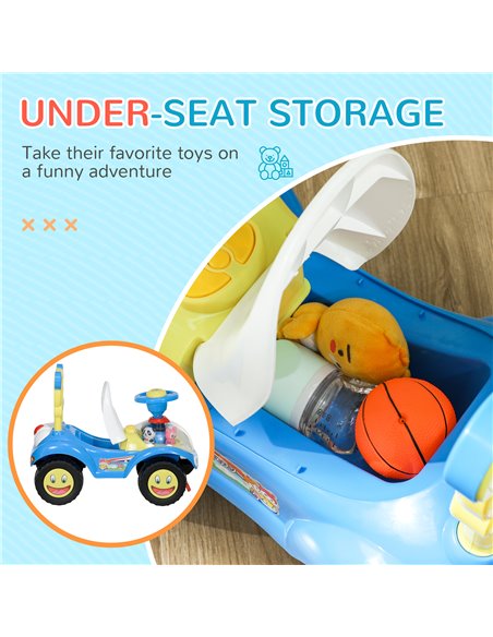 AIYAPLAY Foot to Floor oddler Ride on Toy w/ Music, Light, Horn, Under Seat Storage, Anti-Over-Backwards Device, Blue 370-360V00 - pic 106069 | FastDaddyshop