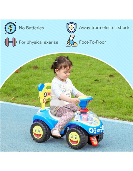 AIYAPLAY Foot to Floor oddler Ride on Toy w/ Music, Light, Horn, Under Seat Storage, Anti-Over-Backwards Device, Blue 370-360V00 - pic 106070 | FastDaddyshop