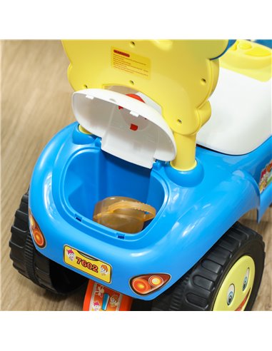 AIYAPLAY Foot to Floor oddler Ride on Toy w/ Music, Light, Horn, Under Seat Storage, Anti-Over-Backwards Device, Blue 370-360V00