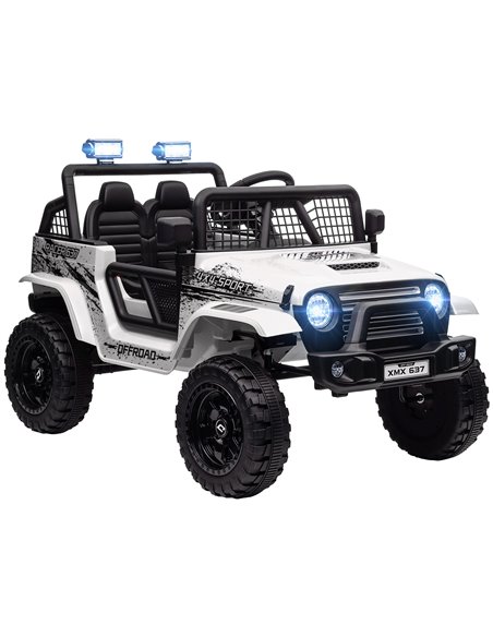 AIYAPLAY 12V Battery Powered Kids Ride On Car, Electric Truck w/ Spring Suspension, Remote, Music Horn Lights - White 370-354V70 - pic 106073 | FastDaddyshop