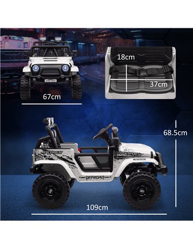 AIYAPLAY 12V Battery Powered Kids Ride On Car, Electric Truck w/ Spring Suspension, Remote, Music Horn Lights - White 370-354V70