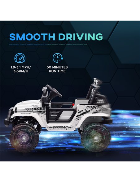 AIYAPLAY 12V Battery Powered Kids Ride On Car, Electric Truck w/ Spring Suspension, Remote, Music Horn Lights - White 370-354V70 - pic 106078 | FastDaddyshop