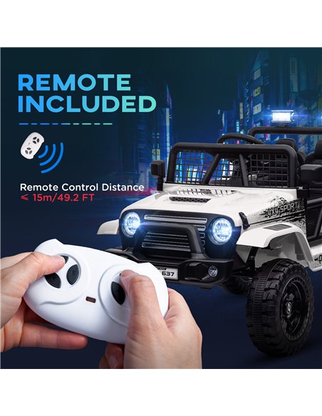 AIYAPLAY 12V Battery Powered Kids Ride On Car, Electric Truck w/ Spring Suspension, Remote, Music Horn Lights - White 370-354V70 - pic 106079 | FastDaddyshop